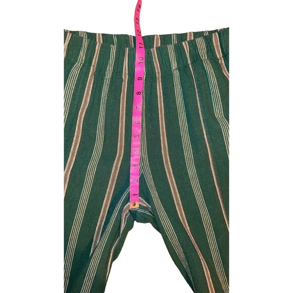 DIP Women's Linen Trouser Pants Size M Capri Pockets Elastic Green Loose Fitting - Picture 8 of 11